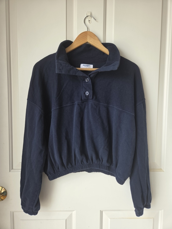 Old Navy Tops - Old Navy Dark Navy Button-Neck Pullover Hoodie